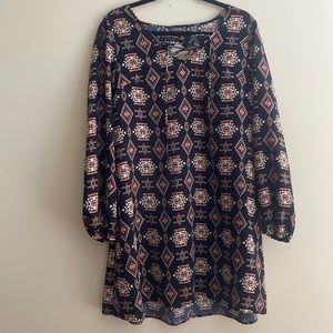 Xhilaration Long Sleeve Aztec Print Tunic Dress